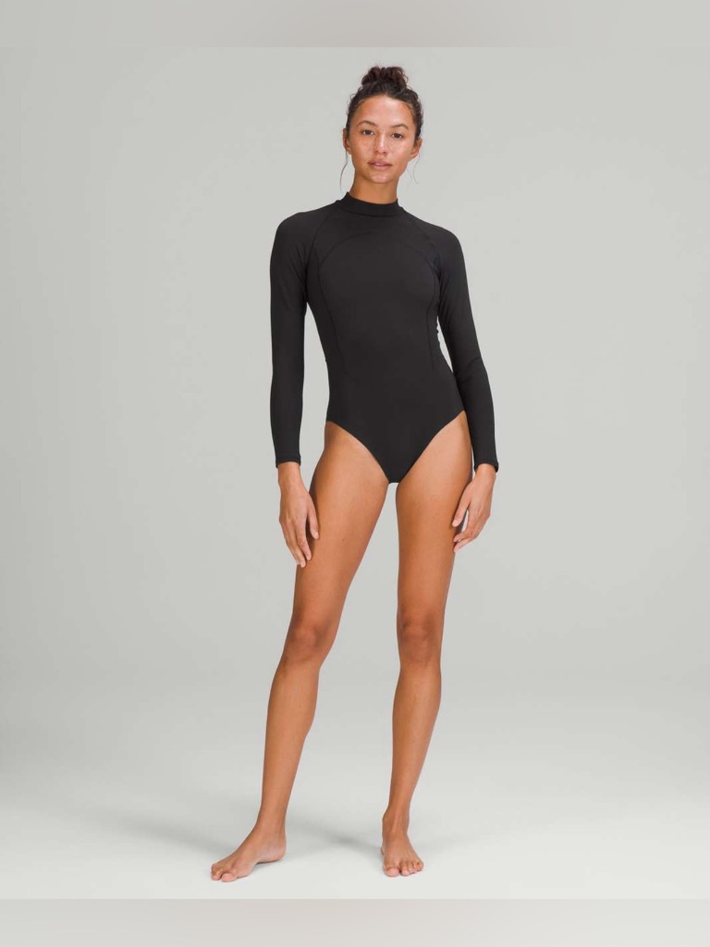 Lululemon Long Sleeve Zip Back Paddle Suit Medium Bum Coverage size 4 Black BLK - Picture 4 of 6